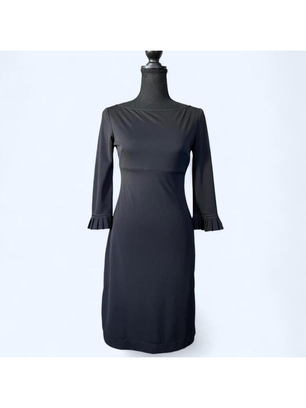 Vintage Y2K BCBG black minimalist fitted midi dress quarter sleeve size XS 🖤